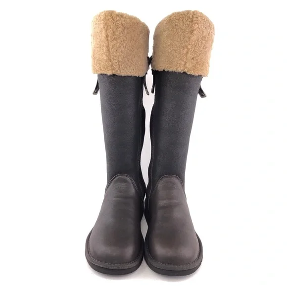UGG Locarno Brown Leather Tall Winter Boots 8 - Picture 4 of 15